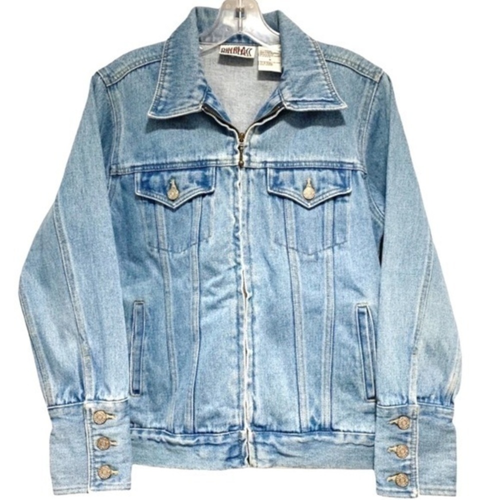 Bill BLASS | Vintage Faded Denim Zip Up Jean Jacket